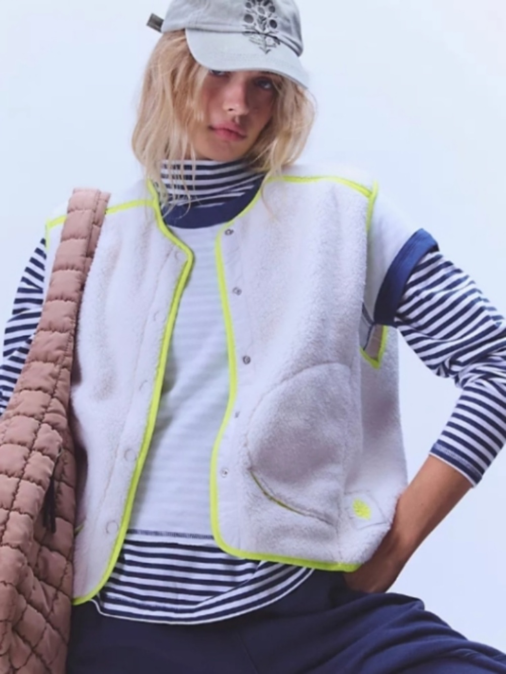 NWT Free People Movement Mountain High Fleece Vest in Ivory Sz M